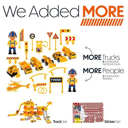 Juguetes de construcción de juguetes para niños - Playsets de autos de caja con pista de garaje, 6 Construc Toysical Toysical