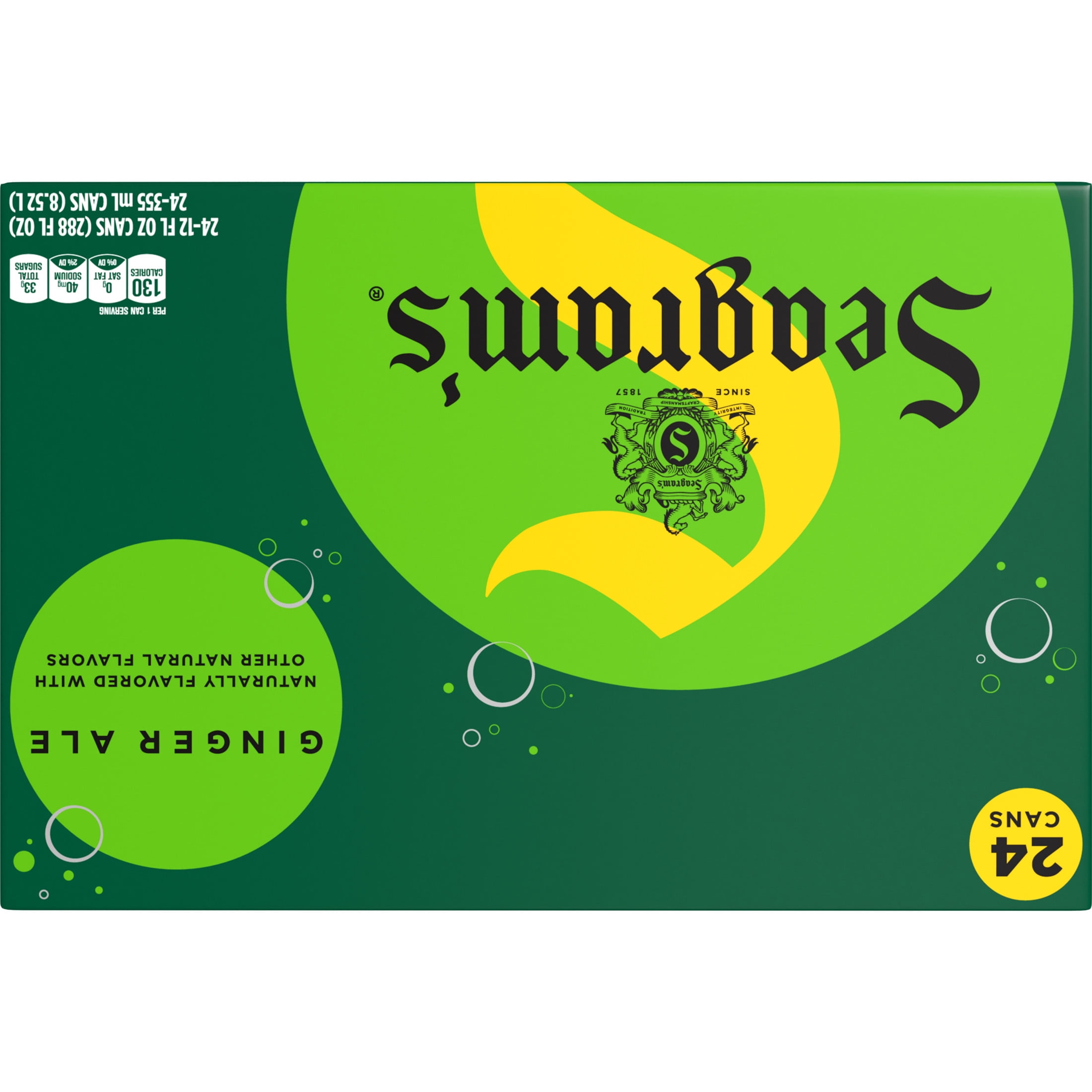 Seagram's Ginger Ale Soda Pop Cans, 12 fl oz, 24 Pack