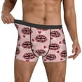 thumbnail image 3 of Men's Boxer Briefs, lips love leopard print pink Soft Comfy Mens Underwear Boxer Briefs Breathable With Widen Waist, 3 of 7