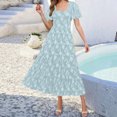 thumbnail image 2 of Vestido midi boho floral de verano 2025 para mujer - Vestido de playa de manga corta y cuello cuadrado, tallas S-XL, 2 of 4
