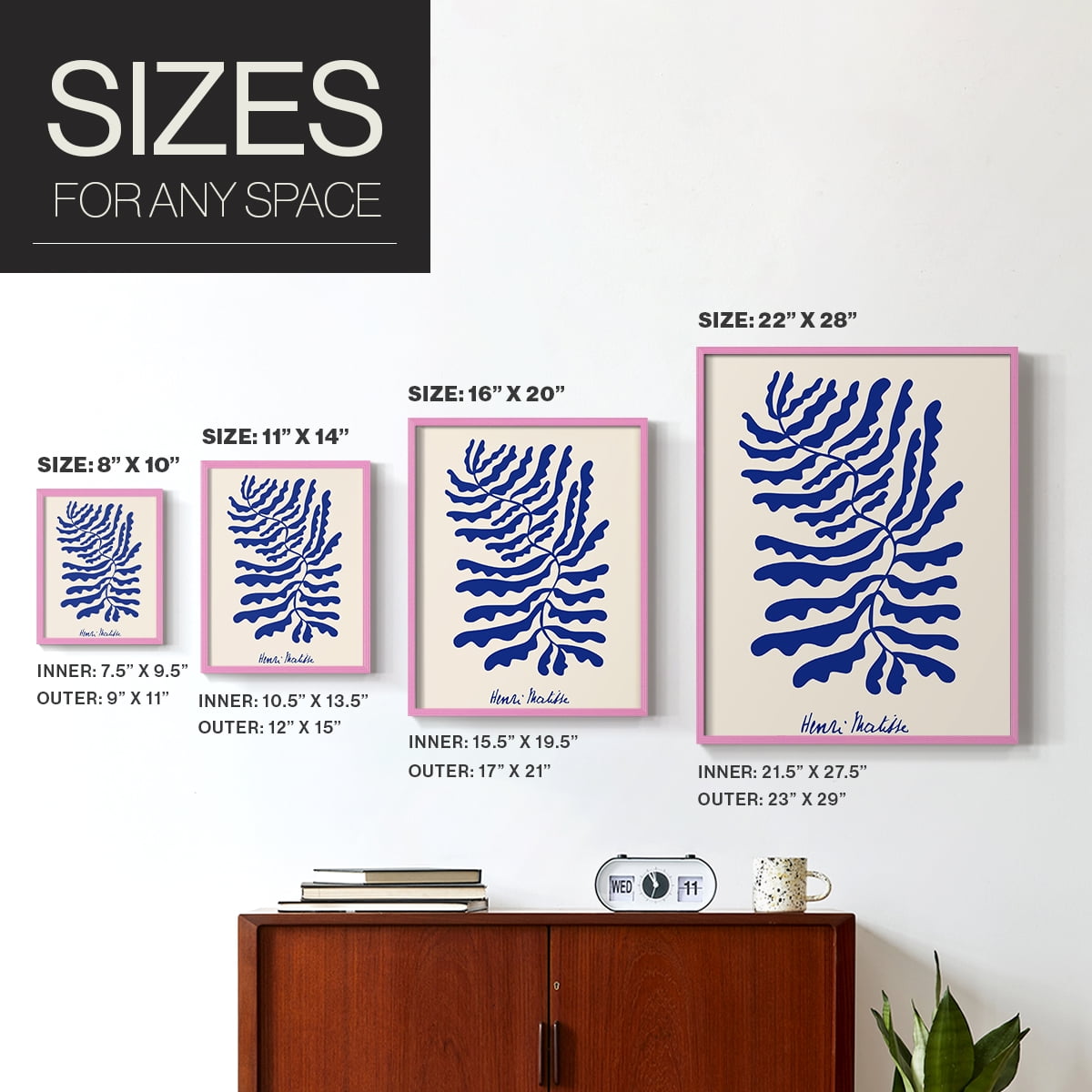 Matisse CDXCIV in Pink Solid Wood Framed Print No Nail Hanging