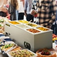 thumbnail image 5 of VEVOR 110V 6-Pan Bain Marie Food Warmer, 12.6 Qt Commercial Stainless Steel Steam Table, 1500W, 6-Inch Deep with Temperature Control (86-185°F), Includes Lids & 2 Ladles, 5 of 12