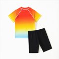 thumbnail image 4 of CAICJ98 Boys Gradient Rash Guard Swim Shirt Short Sleeve UPF+ 50 Sun Swimsuit Kids Bathing Suit for Boys Swimwear Water Shirts (Red,12-13 Years), 4 of 8