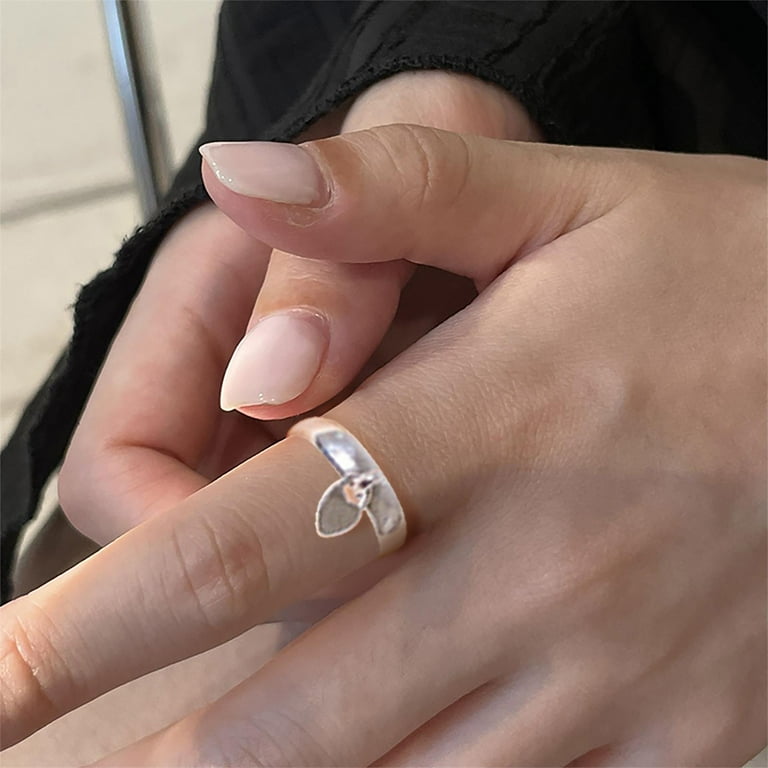 Olilia Dangling Love Heart Stacking Thin Ring for Women Girls