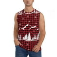 thumbnail image 1 of Fotbe Christmas Tree Buffalo Plaid Men's Camiseta sin Mangas Estampada para Hombres, Playera Casual para Gimnasio, Entrenamiento, Playa-3X-Large, 1 of 7