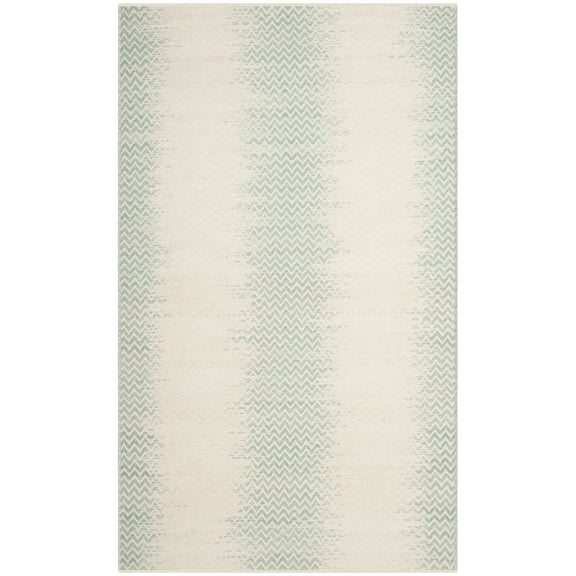 SAFAVIEH Cotton Kilim Kilim Chevron Cotton Area Rug, Light Green/Ivory, 5' x 8'