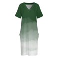 thumbnail image 4 of Bosque verde acuarela Ombre (verde/blanco) vestido suelto con bolsillos vestido largo de verano para mujer vestido de playa vestido de noche para mujer, 4 of 7