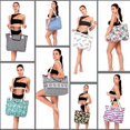thumbnail image 3 of Bolsa de playa grande para mujer, impermeable, resistente a la arena, con diseño de flamencos tropicales hawaianos, de lona extra, para piscina, con cremallera, bolsillos, para viajes, gimnasio, yoga,, 3 of 4