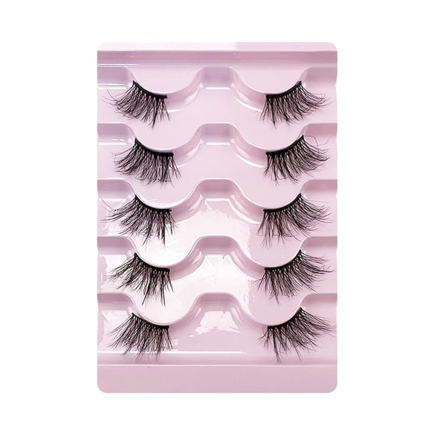 5 Pares de Pestañas Postizas Half Cat Eye - 3D Naturales, Fáciles de Recortar y Maquillaje Diario/Boda para Aumentar e Iluminar los Ojos