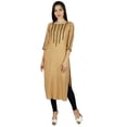 thumbnail image 3 of Bimba Womens Hand-Beaded Kurta Rayon Kurti Quarter Sleeve Embroidered Blouse, 3 of 6