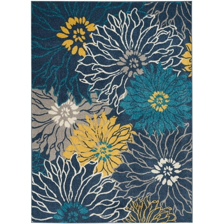 Nourison Acrylic Rug - Nourison Passion Floral Floral Blue Area Rug