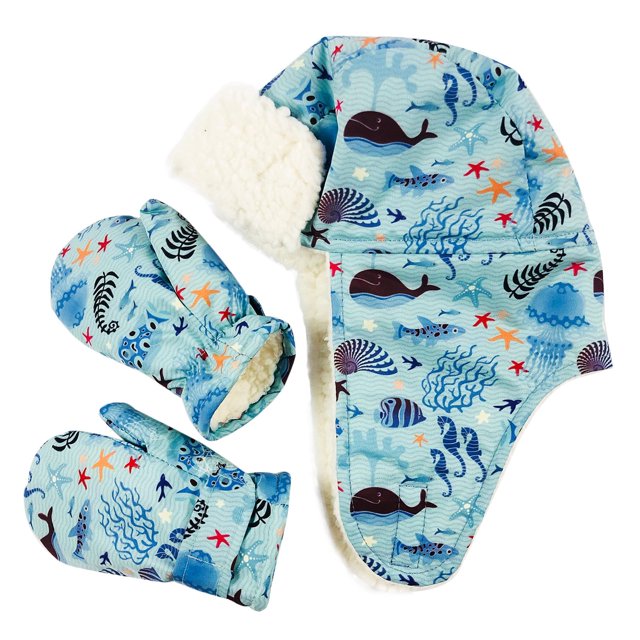 SDJMa - Traje de invierno con guantes y gorro de terciopelo, impermeable, cálido y estampado para bebés y niñas