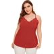 thumbnail image 2 of Camisola sin mangas con escote en V y ribete de encaje con tirantes finos para mujer, 2 of 6