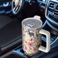 thumbnail image 6 of OBREWU Pug Dogs with Flowers Tumbler with Handle and Lid,Pug Dogs with Flowers 40oz Double Wall Vacuum Insulated Tumbler,Cups Gift for Women and Men, 6 of 7