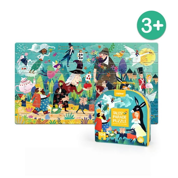 mideer Jigsaw Fairy Tales Puzzle Treasure Gift-Box Box Set 104 Pieces - Tales Parade (12 Classic Fairy Tales) - Girls - Princess - STEM Educational Learning Toy