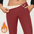 thumbnail image 6 of Sherpa Lined Leggings Women Tummy Control Stretch Soft Yoga Pants High Waisted Casual Pants Winter Thick Warm Tights Wine XXL, 6 of 7
