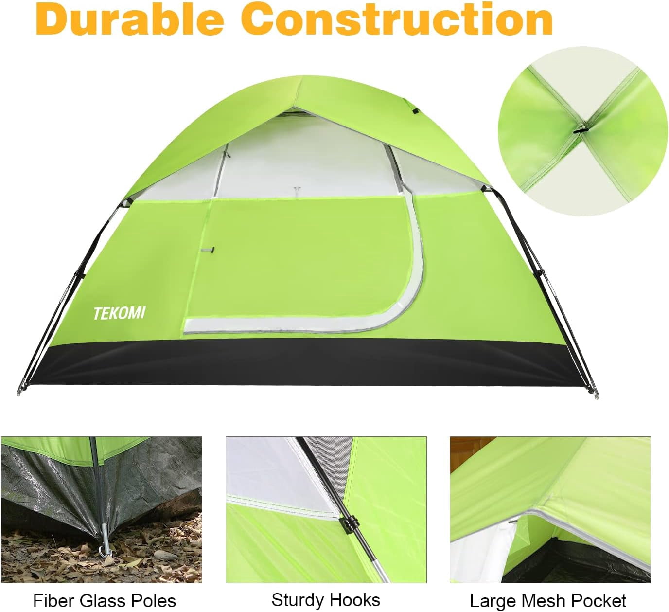 Camping Tent, Waterproof Family Dome Tent with Removable Rain Fly, Instant Cabin Tent for 60 Seconds Set Up, Advanced Venting Design, Fit Camp Backpacking Hiking Outdoor, Dark Green