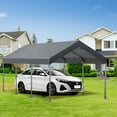 thumbnail image 3 of Tuekys Outdoor Adjustable Carport, Heavy Duty Car Canopy, Garage Boat Shelter Party Tent, Metal Steel Frame & Polyester Top Carport Shelter, 3 of 8
