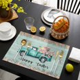 thumbnail image 3 of Easter Placemats Set of 6, Green Truck Rabbit Duck Butterfly Floral Wooden Placemats for Dining Table, Place Mats for Kitchen Tabletop, Waterproof Wipeable Dining Table Mats Set, 3 of 9