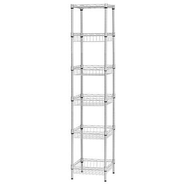 LANGRIA 6-Tier Wire Shelving Unit with Baskets, Sliver