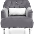 thumbnail image 3 of Gray Velvet Upholstered Armchair for Living Room, Traditional High Back Accent Chair with Cushioned Seat, 3 of 5