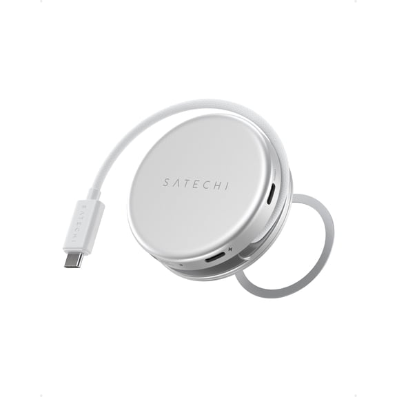 Satechi OntheGo 5-in-1 USB-C Hub, Multiport Adapter, 4K/60Hz HDMI, 60W PD Pass-Through Charging, SD Card Reader, USB-A & USB-C 5Gbps Data, Magnetic Mount for MacBook Neo/Air/Pro, iPad, Silver