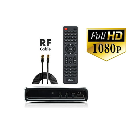 Digital Converter Box + RF Cable for Watching & Recording Full HD Digital Channels for FREE - Instant & Scheduled Recording, 1080P, HDMI Output, 7 Day Program Guide & LCD