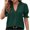 Green, variant on Women's Blouse V Neck Short Sleeve Ruffle Puff Sleeve Smocked Pleated Flowy Lightweight Soft Casual Elegant Summer Tops, Black S