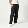 thumbnail image 4 of BADHUB Mens Chino Pants Straight Fit Drawstring Pant Lightweight Flat Front Loose Fit Trousers with Pockets Black 3XL, 4 of 7
