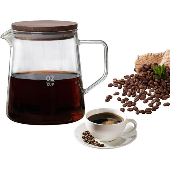 Small Glass Carafe, 16.9oz Glass Coffee Server for Drip Coffee Maker Borosilicate Glass Decanter Manual Pour Over Coffee Beaker and Tea Steeper Coffee Pot with Lid