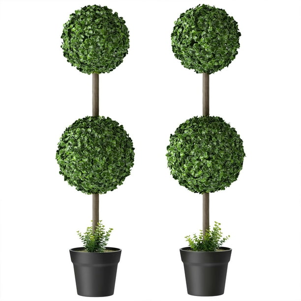 Barnyard Designs 3ft (36”) Artificial Boxwood Topiary Ball Tree, Front