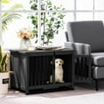thumbnail image 2 of Wooden Dog Crate Furniture, Dog Kennel Pet House End Table, Solid Wood Portable Foldable Indoor Cage for Dogs, No Assembly Needed (Small, Black), 2 of 14