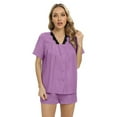 thumbnail image 2 of Two Piece Outfits for Women Casual Shorts Set Short Sleeve S-XXL - Womens Pajama Set with Short Sleeve Button-up Shirt and Shorts, 2 of 6