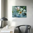 thumbnail image 4 of Nawypu White Lily Flower Wall Art Blue White Floral Nature Canvas Colorful Still Life Painting Bathroom Home Deco, 4 of 5