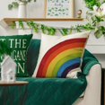 thumbnail image 5 of AVOIN Happy St Patricks Day Saying Shamrock Throw Pillow Cover, 18 x 18 Inch Watercolor Rainbow Lucky Clover Cushion Case for Sofa Couch Set of 4, 5 of 6