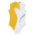 thumbnail image 4 of Doomiva Kids Girls Sparkle Sleeveless Color Block Gymnastics Leotard Ballet Skating Jumpsuit Bodysuit Activewear Yellow 4, 4 of 6
