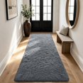 thumbnail image 5 of Shag Runner Rug for Bedroom Living Room 3x7 Upgrade Non-Slip Fluffy Soft Bedside Rugs,Grey Shaggy Gray Carpet for Kids Girls Boys Dorm Nursery Home Decor Aesthetic, 5 of 17