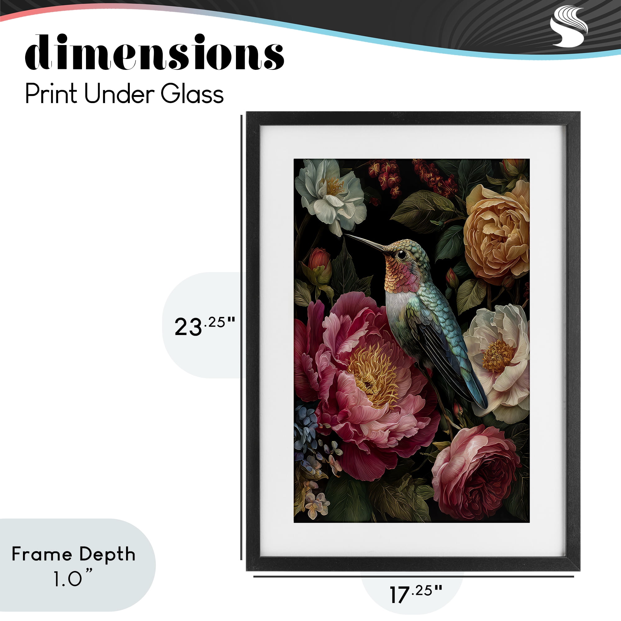 Stupell Industries Hummingbird & Lush Blooms Black Framed Print Under Glass, design by The Wands Want