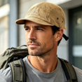 thumbnail image 6 of Ceisia Men 5 Panel Short Brim Outdoor Cap Lightweight Breathable Sports Sun Baseball Hat Khaki Free Size Gift, 6 of 9