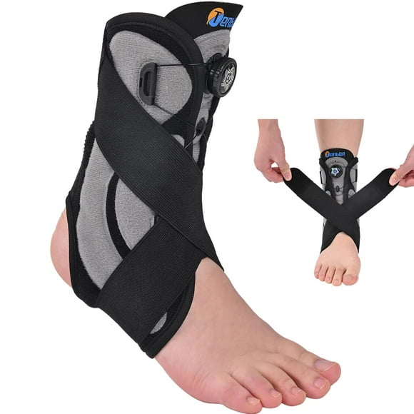Tenbon Attelle de Cheville, Bouton Ajustable, Attelle de Pied, Attelle de Cheville pour Tendinite, Nylon, L