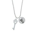 thumbnail image 2 of Delight Jewelry Silvertone Open Paw Key Silvertone Script Initial Disc - G - Charm Necklace, 20"+3", 2 of 4