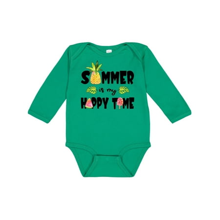 

Inktastic Summer is my Happy Time- Pineapple Watermelon Popsicle Gift Baby Boy or Baby Girl Long Sleeve Bodysuit