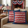 thumbnail image 5 of 2 Pack Outdoor Waterproof Throw Pillow Covers,Rustic Patriotic Stars on Red White Stripe Decorative Patio Pillowcases for Chair Couch Sofa 16x16in, 5 of 9