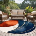 thumbnail image 5 of 6Ft Round Rug, Navy Blue Burnt Orange Non-Skid Rubber Backing Large Area Rugs - Living Room Bedroom Home Office, Modern Boho Art Geometric Indoor Floor Mat Carpets Washable Rug, 5 of 9