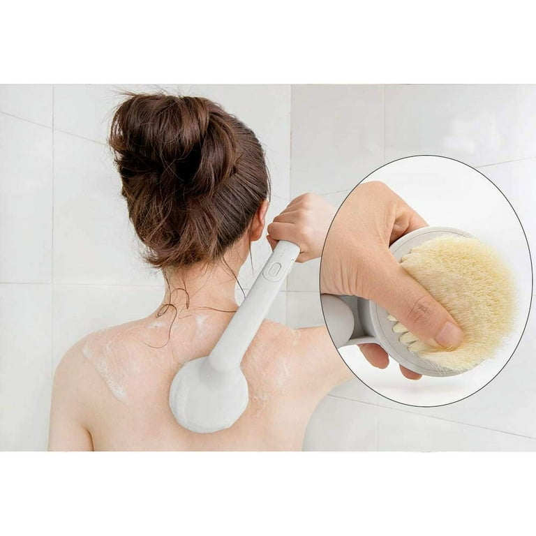 Long Handle Back Brush for Shower Massage Back Scrubber Body Scrub Brush  for Showering Exfoliating Back Scrubber Storable Bath Cleaning Brush for  Men Women Kid (Grey)