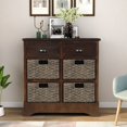 thumbnail image 1 of Deiokin Rustic Storage Cabinet with Rattan Baskets, 28" Farmhouse Sideboard for Living Room, 1 of 8