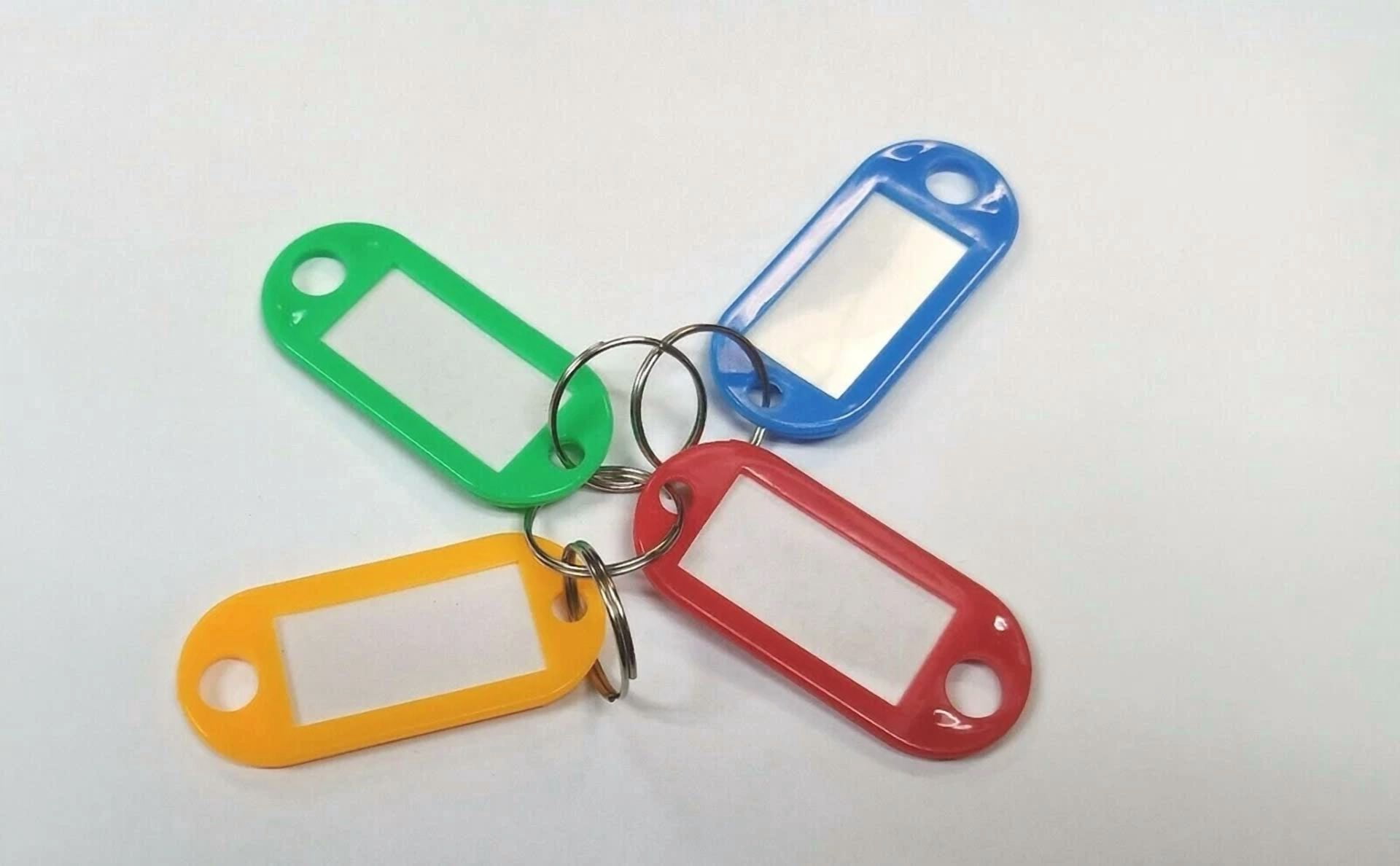 CRESTIN- Lot Pack Of 200X Flexible Key Id Label Tag With Split Ring & Overlay Protection
