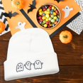 thumbnail image 4 of Halloween Knitted Hat Ghost Embroidered Hat Luminous Warm Cap Holiday Party Headgear for Halloween Decoration Accessories, 4 of 7