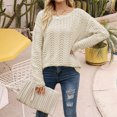 thumbnail image 2 of Timegard Sweaters for Women Scoop Neck Long Sleeve Knit Hollow out Pullover Vacation Travel Loose Tops, 2 of 3