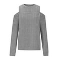 thumbnail image 6 of WREESH Womens Fashion Sweatshirt Casual Crewneck Sweatshirt Solid Color Pullover Loose Fit Long Sleeve Tops Off Shoulder Pullover Comfortable Shirt Gray, 6 of 8